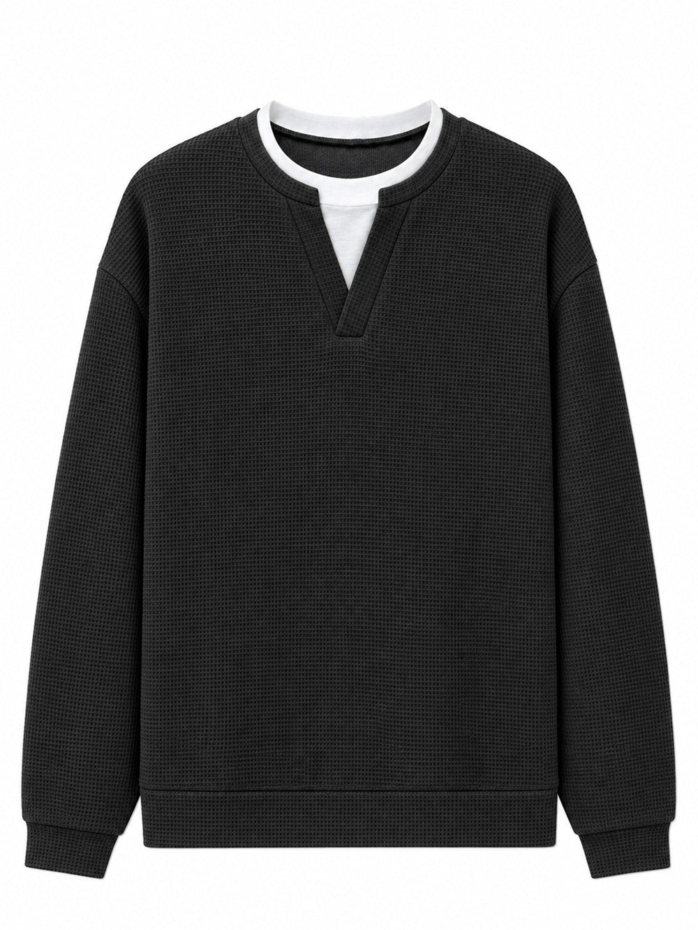 Men's Layered-Look Waffle Knit Long Sleeve