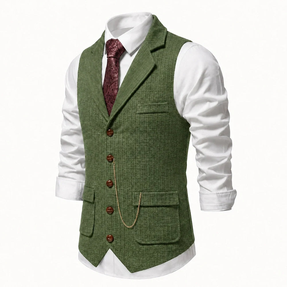 Men's Herringbone Tweed-Style Waistcoat