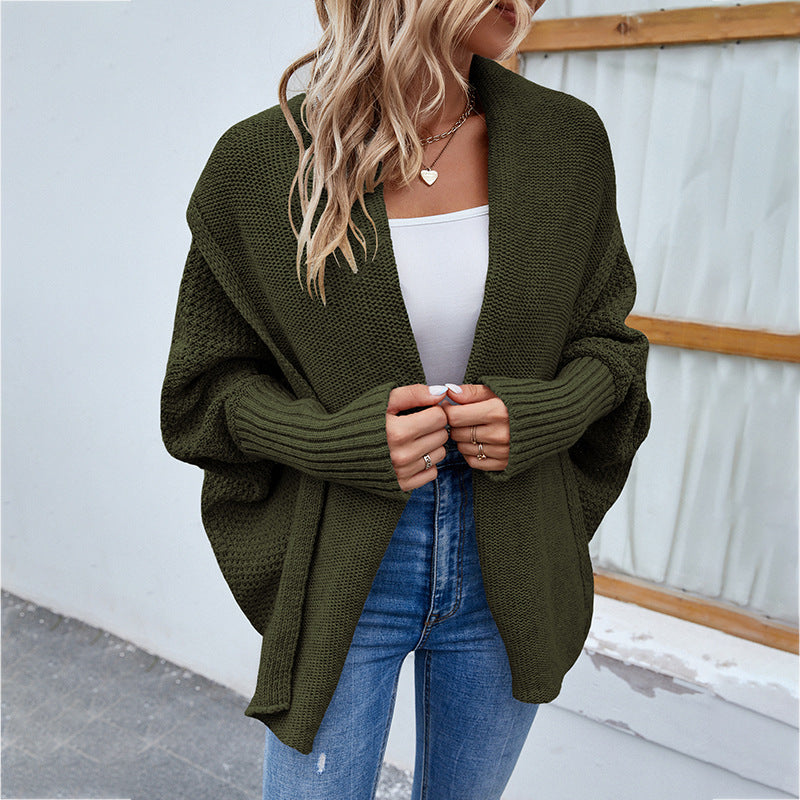 Batwing Shawl-Collar Cocoon Cardigan