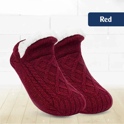 Cable-Knit Sherpa-Lined Slipper Socks