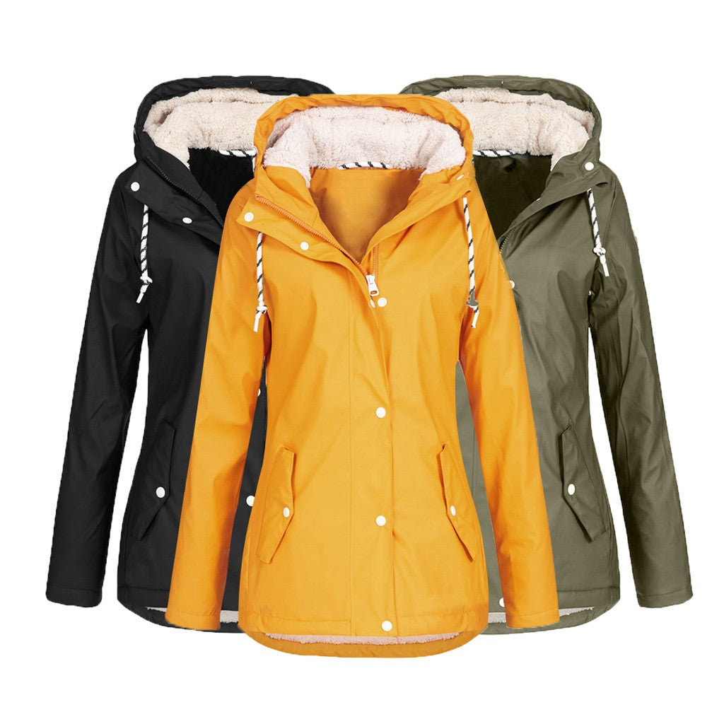 Sherpa-Lined Hooded Rain Jacket
