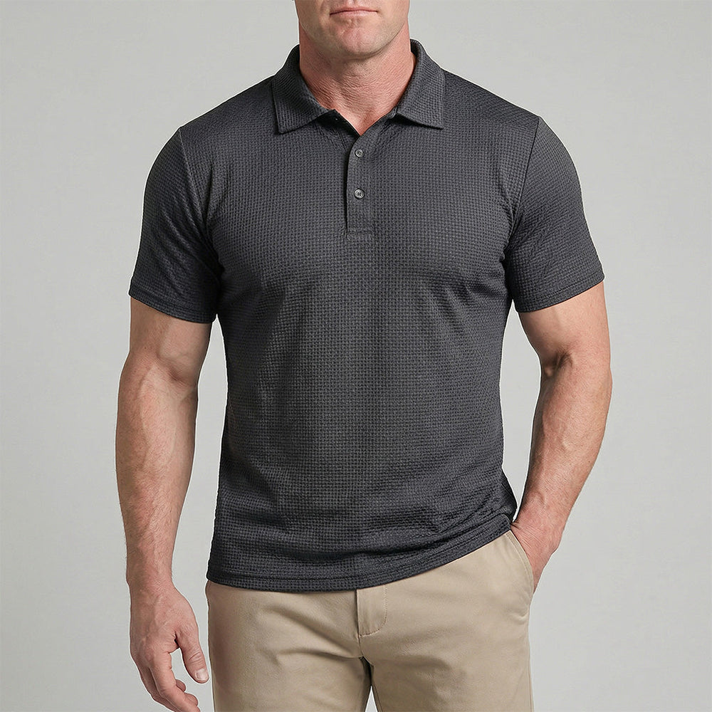 Men's Textured Stretch Polo Shirt