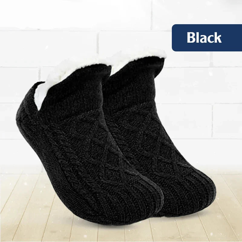 Cable-Knit Sherpa-Lined Slipper Socks