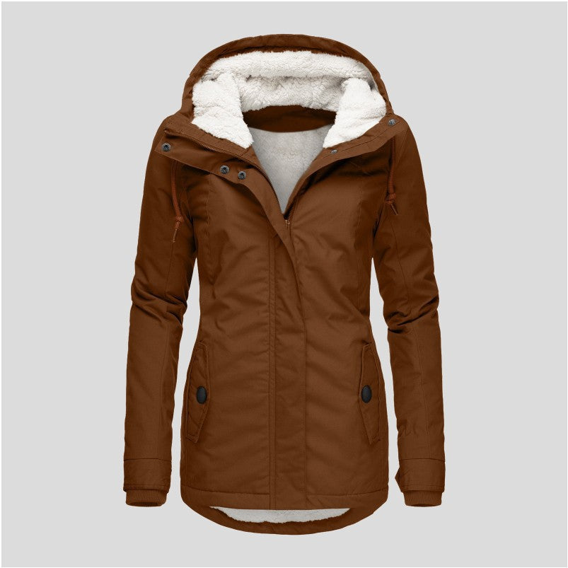 Sherpa-Lined Hooded Utility Parka Jacket