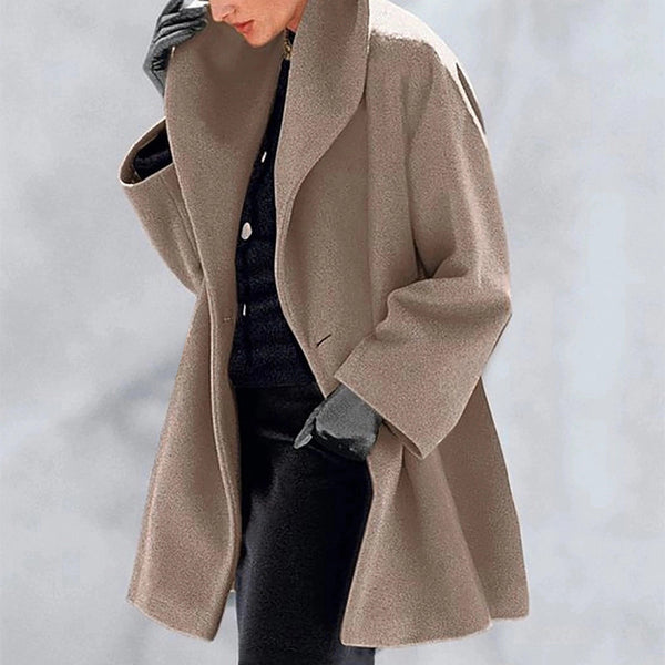 Oversized Shawl-Collar Wool-Look Swing Coat