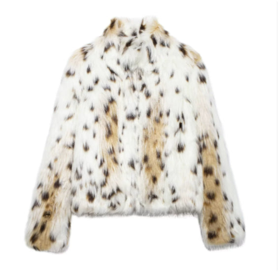 Shaggy Faux Fur Wide-Lapel Cropped Coat