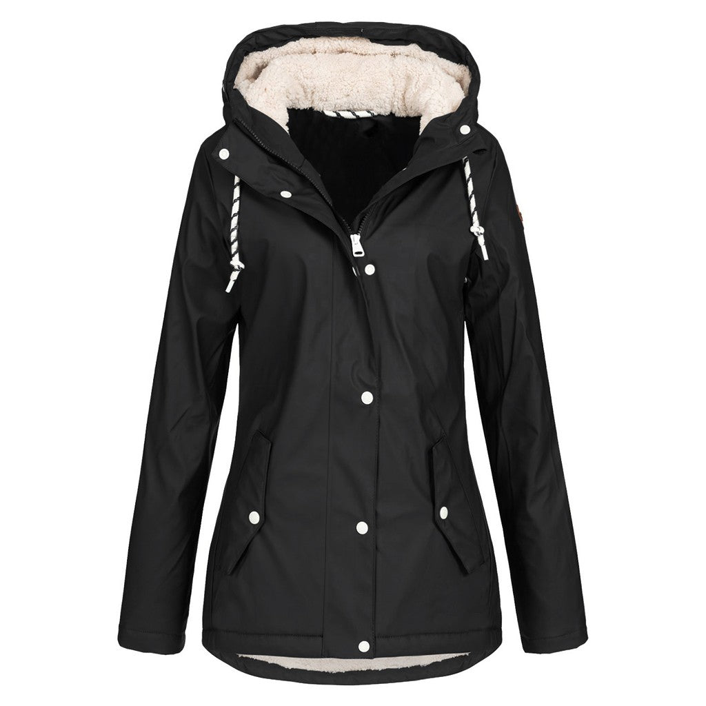 Sherpa-Lined Hooded Rain Jacket