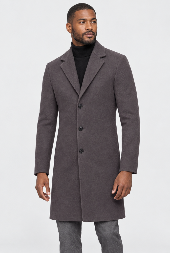 Manteau droit classique effet laine — Anthracite — photo studio