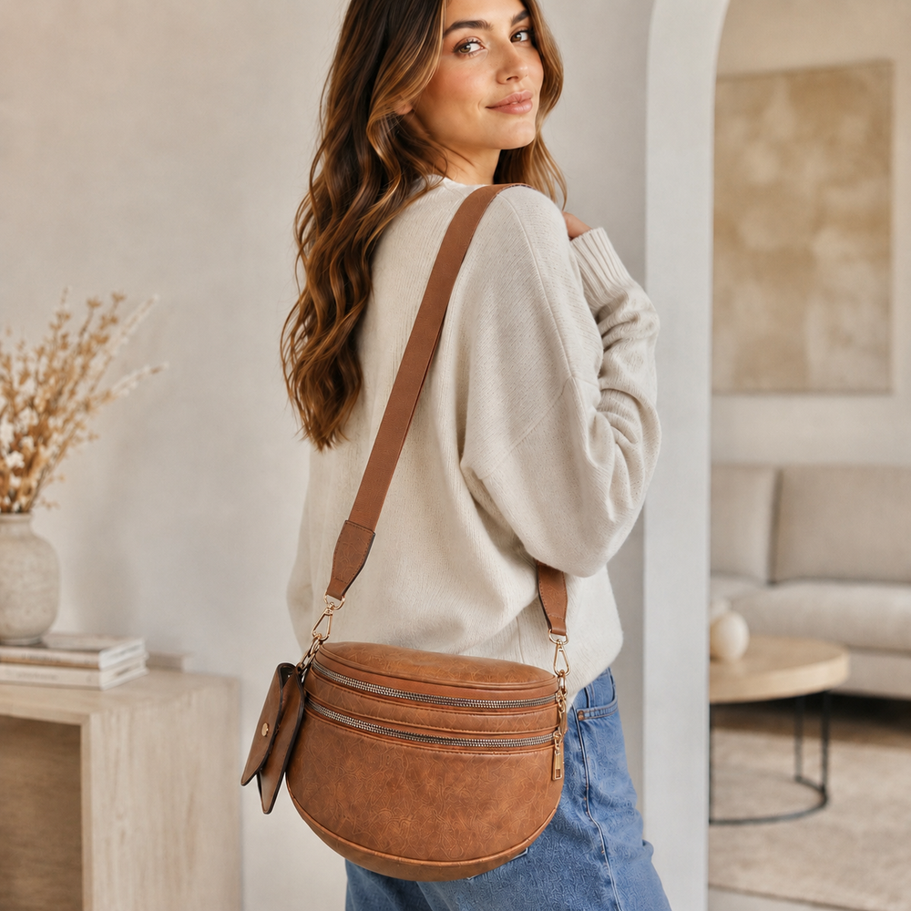 Half-Moon Crossbody Sling Bag with Mini Pouch