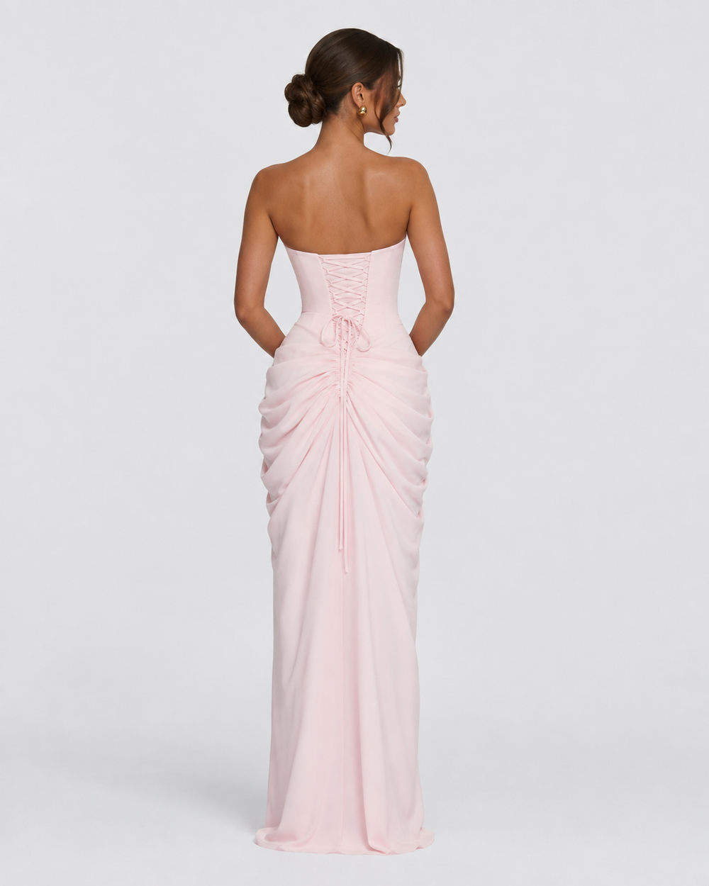 Strapless Draped Maxi Gown