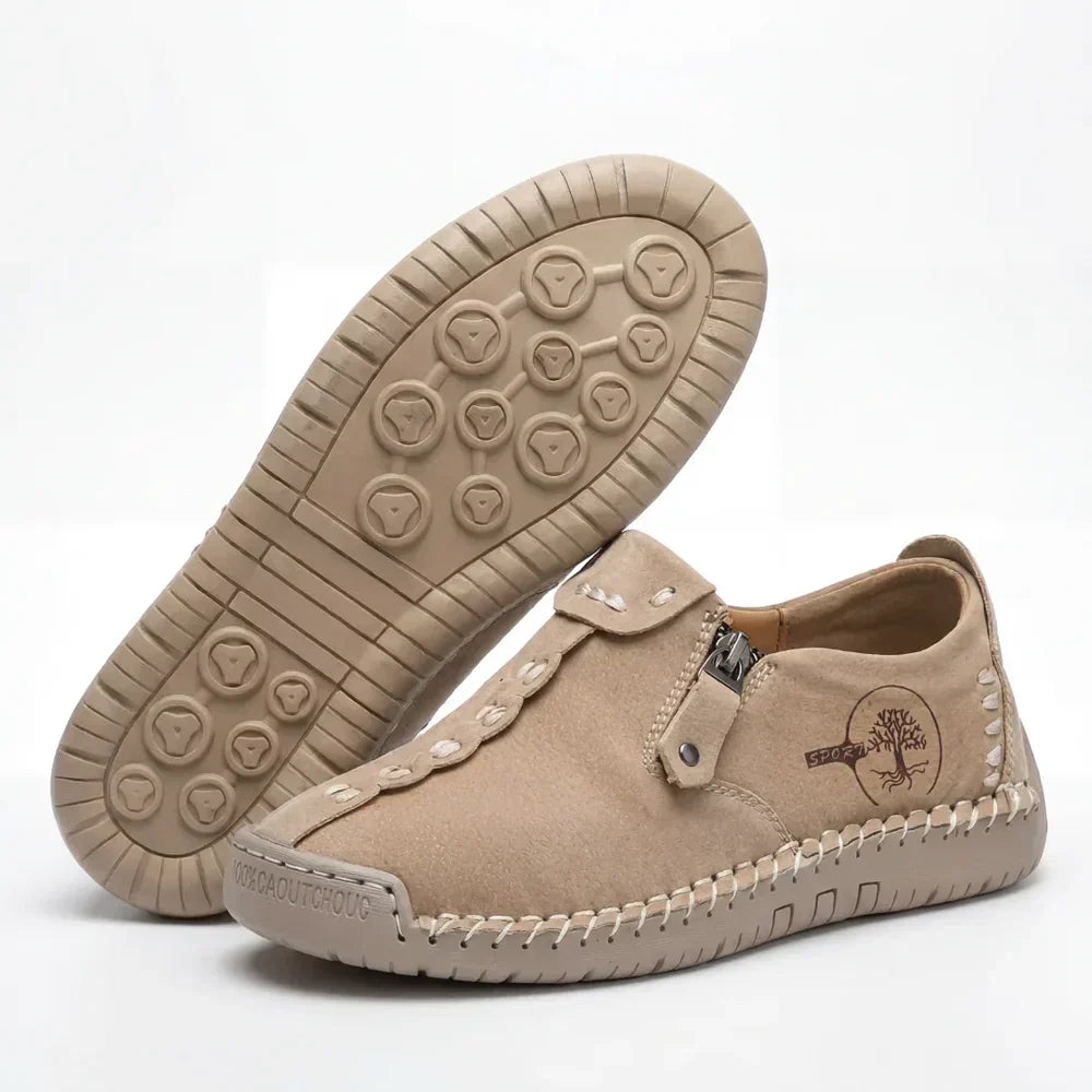 Hand-Stitched Side-Zip Slip-On Loafers