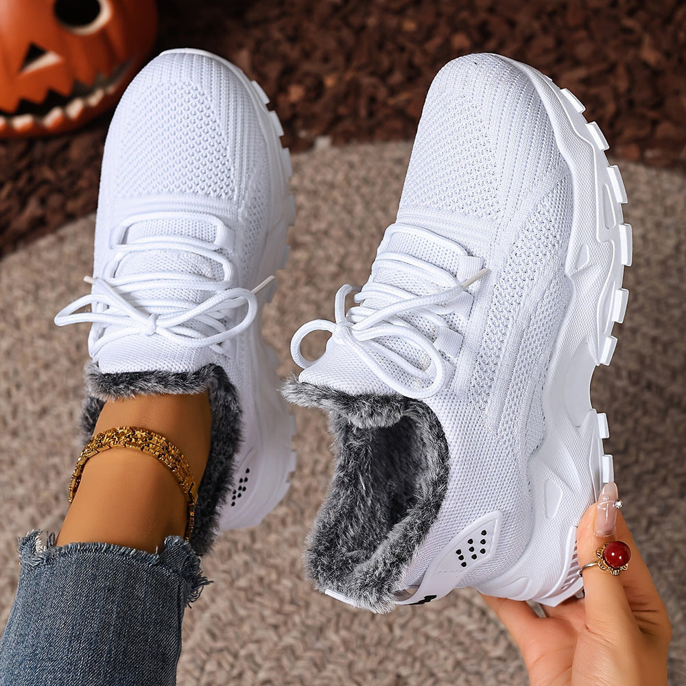 Plush-Lined Knit Sneaker Snow Boots