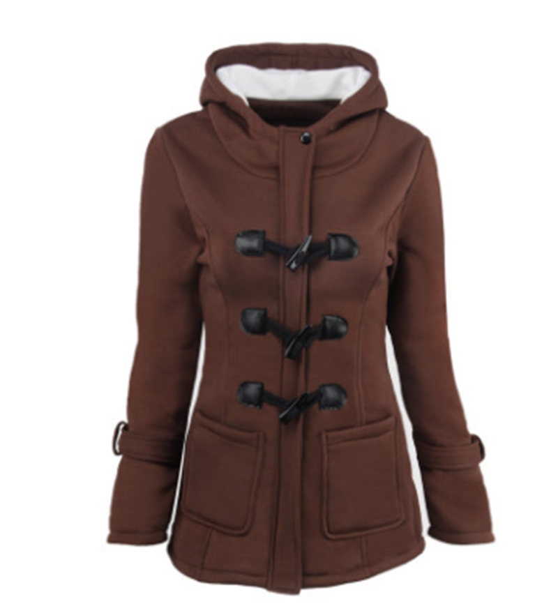 Hooded Toggle Duffle Coat with Plush-Lined Hood