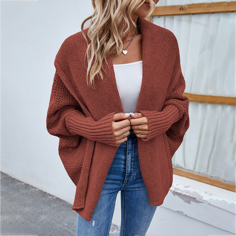 Batwing Shawl-Collar Cocoon Cardigan
