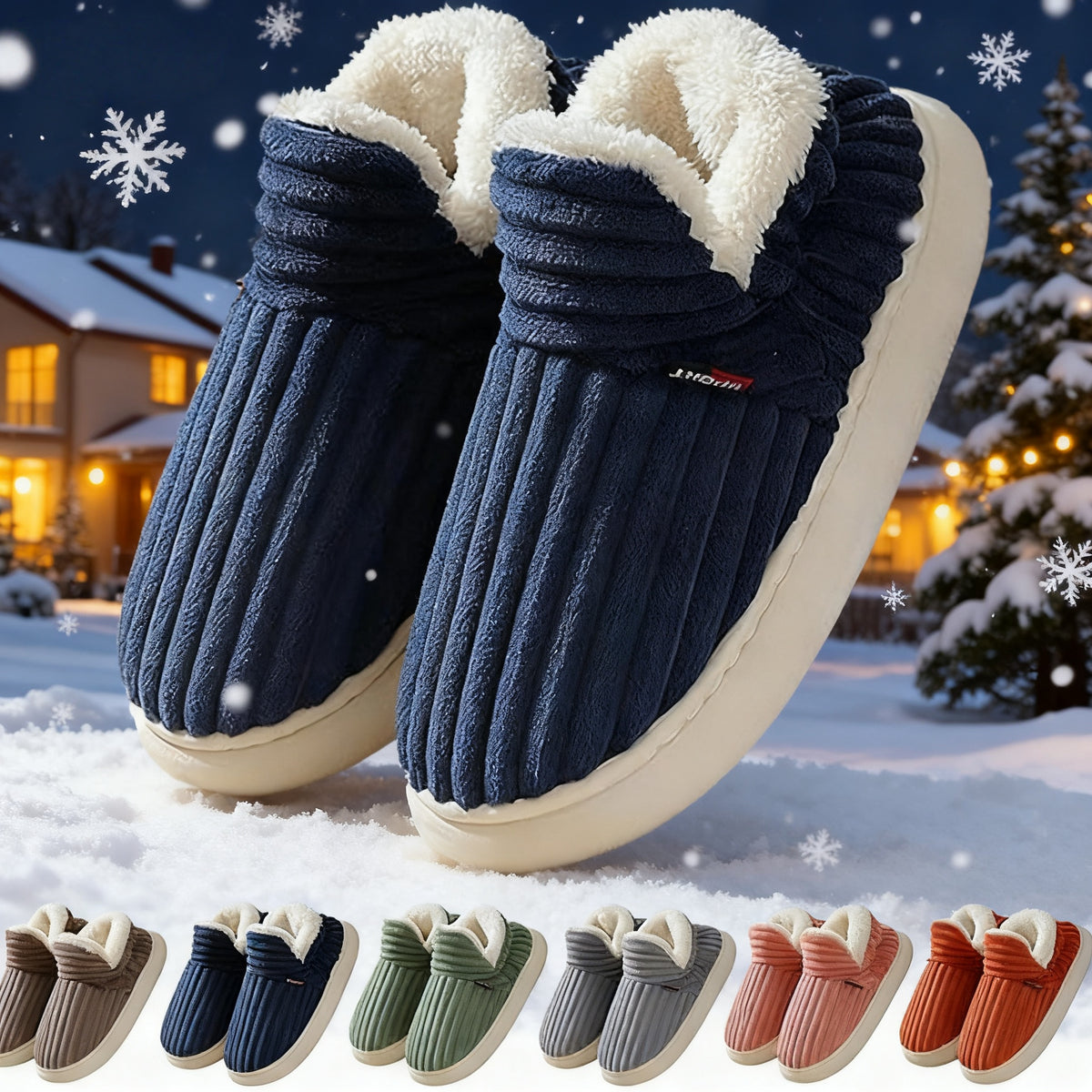 Ribbed Plush Bootie Slippers