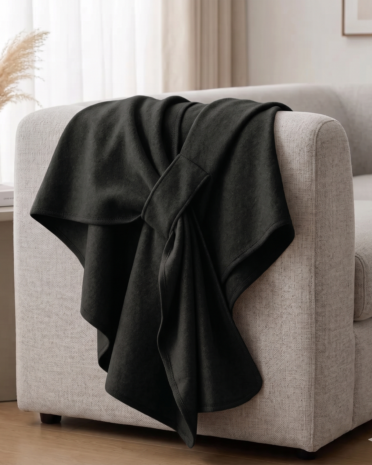 Knotted-Front Fleece Drape Shawl