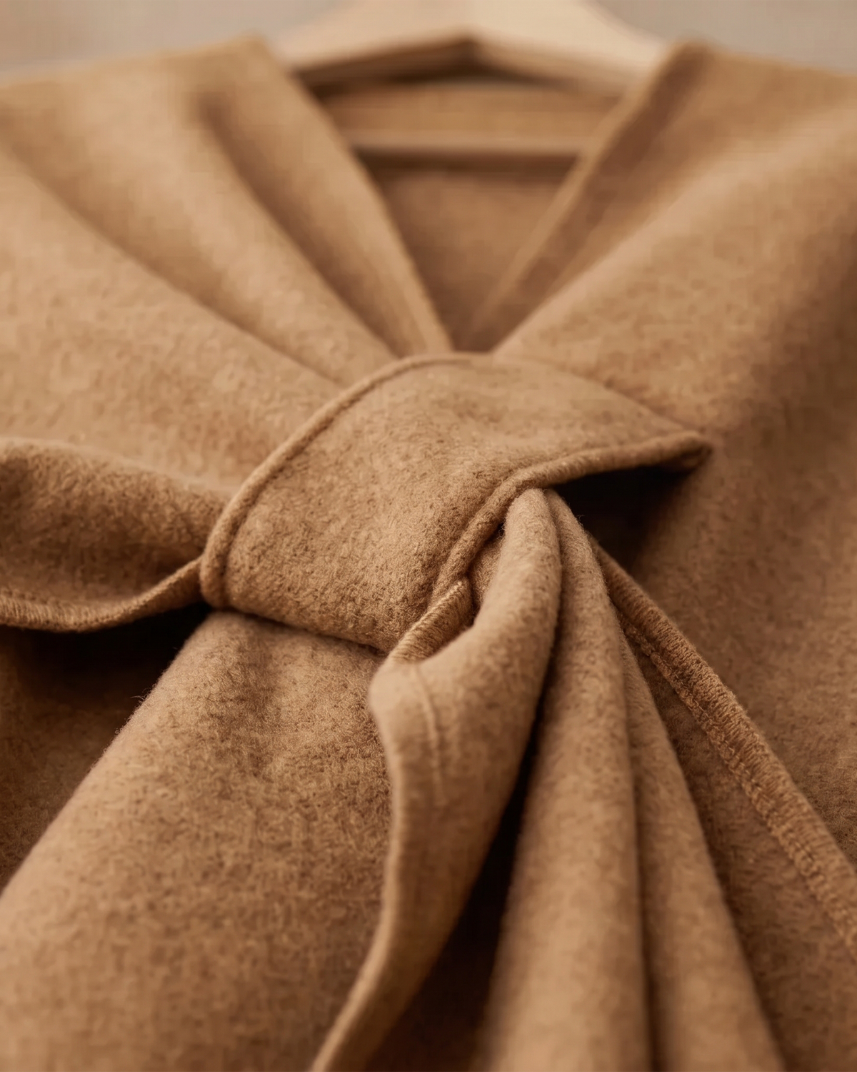 Knotted-Front Fleece Drape Shawl