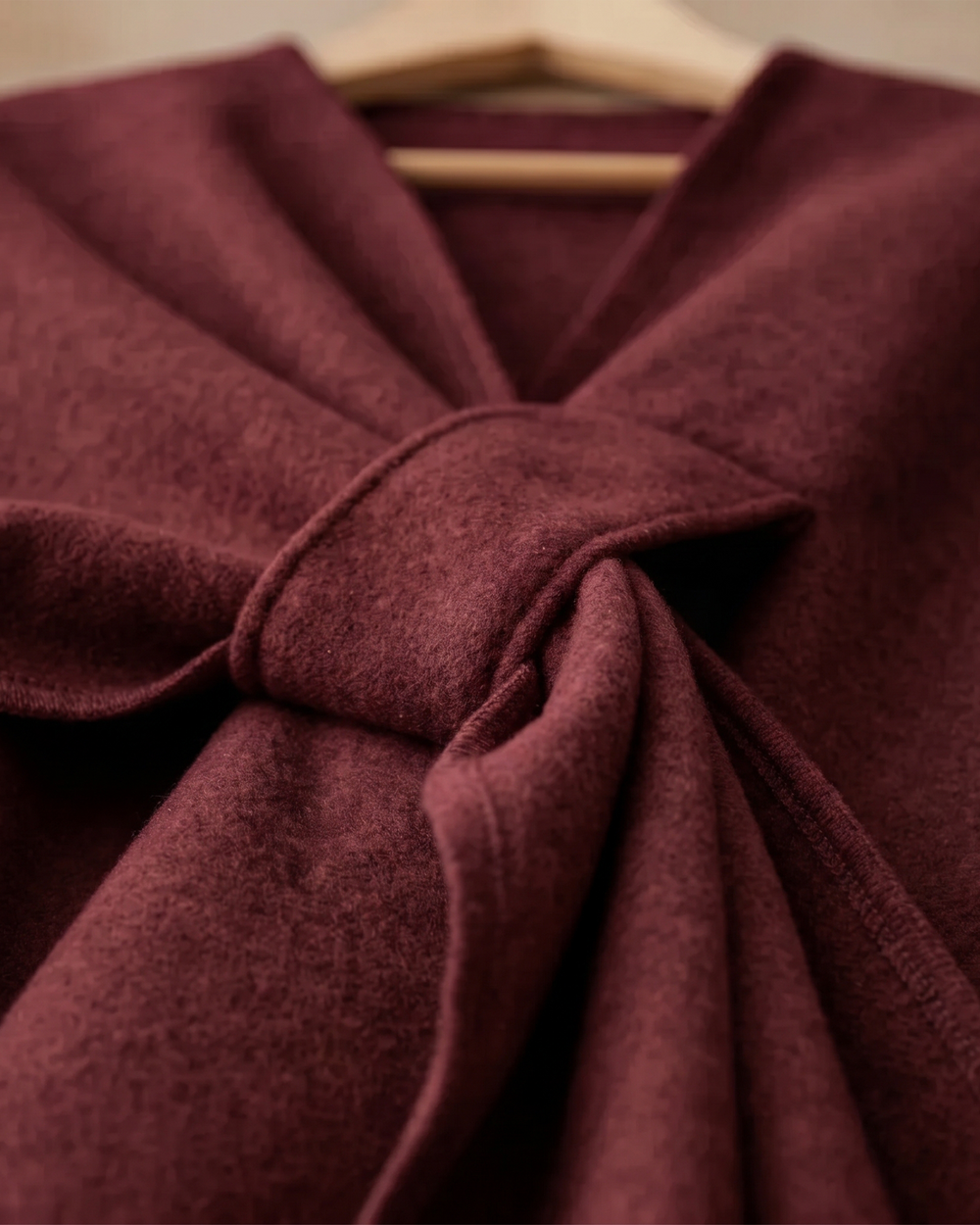Knotted-Front Fleece Drape Shawl