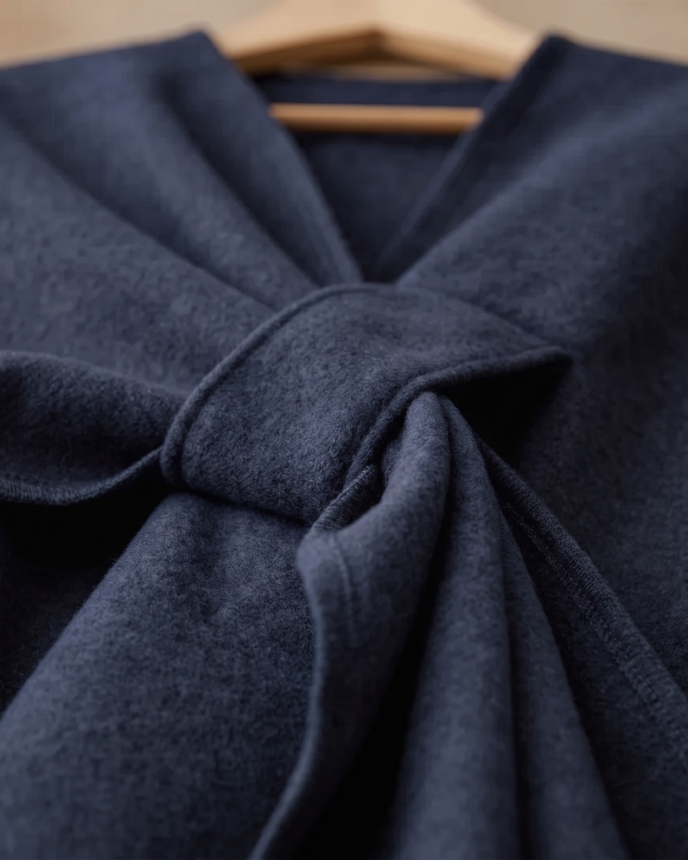 Knotted-Front Fleece Drape Shawl
