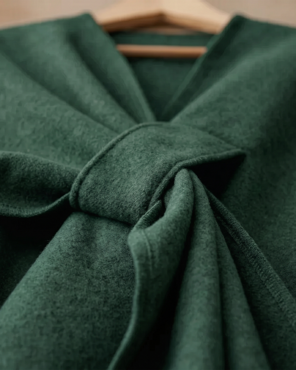 Knotted-Front Fleece Drape Shawl
