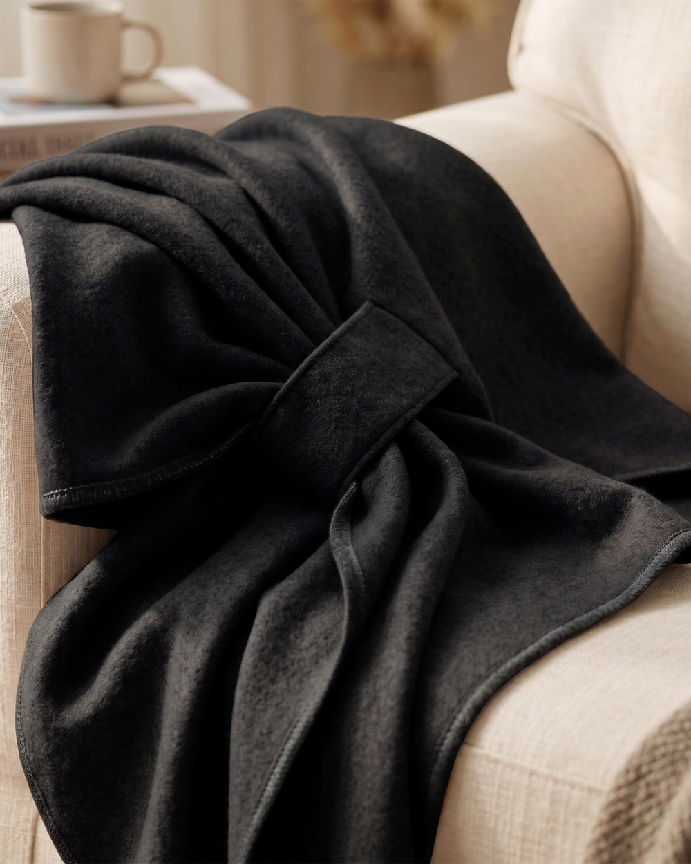 Knotted-Front Fleece Drape Shawl