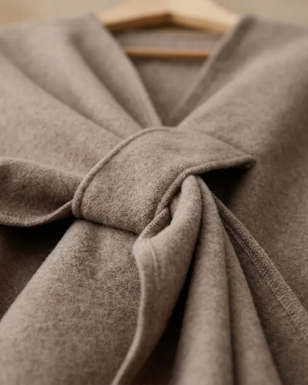 Knotted-Front Fleece Drape Shawl