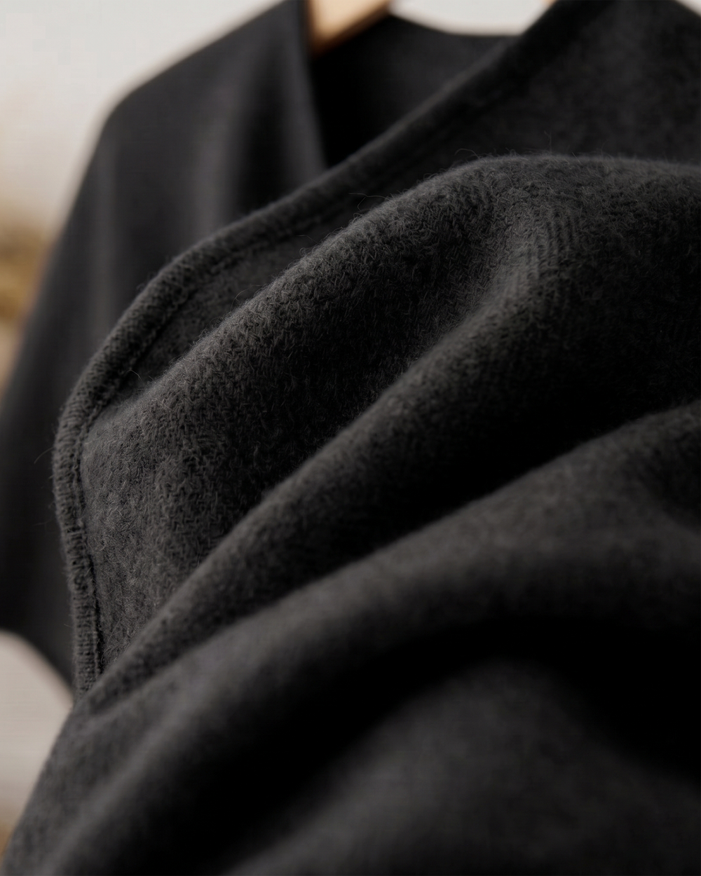 Knotted-Front Fleece Drape Shawl