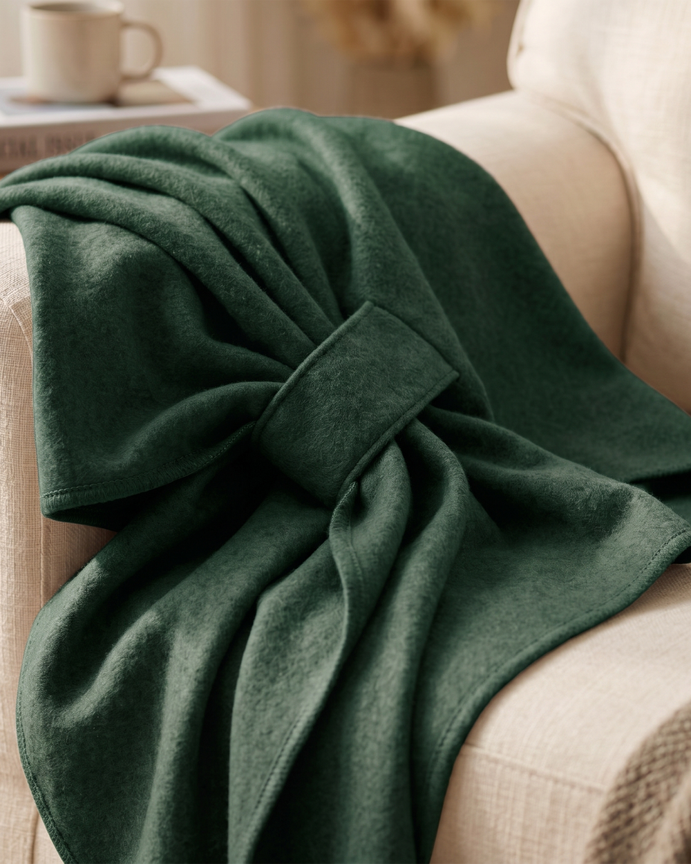 Knotted-Front Fleece Drape Shawl