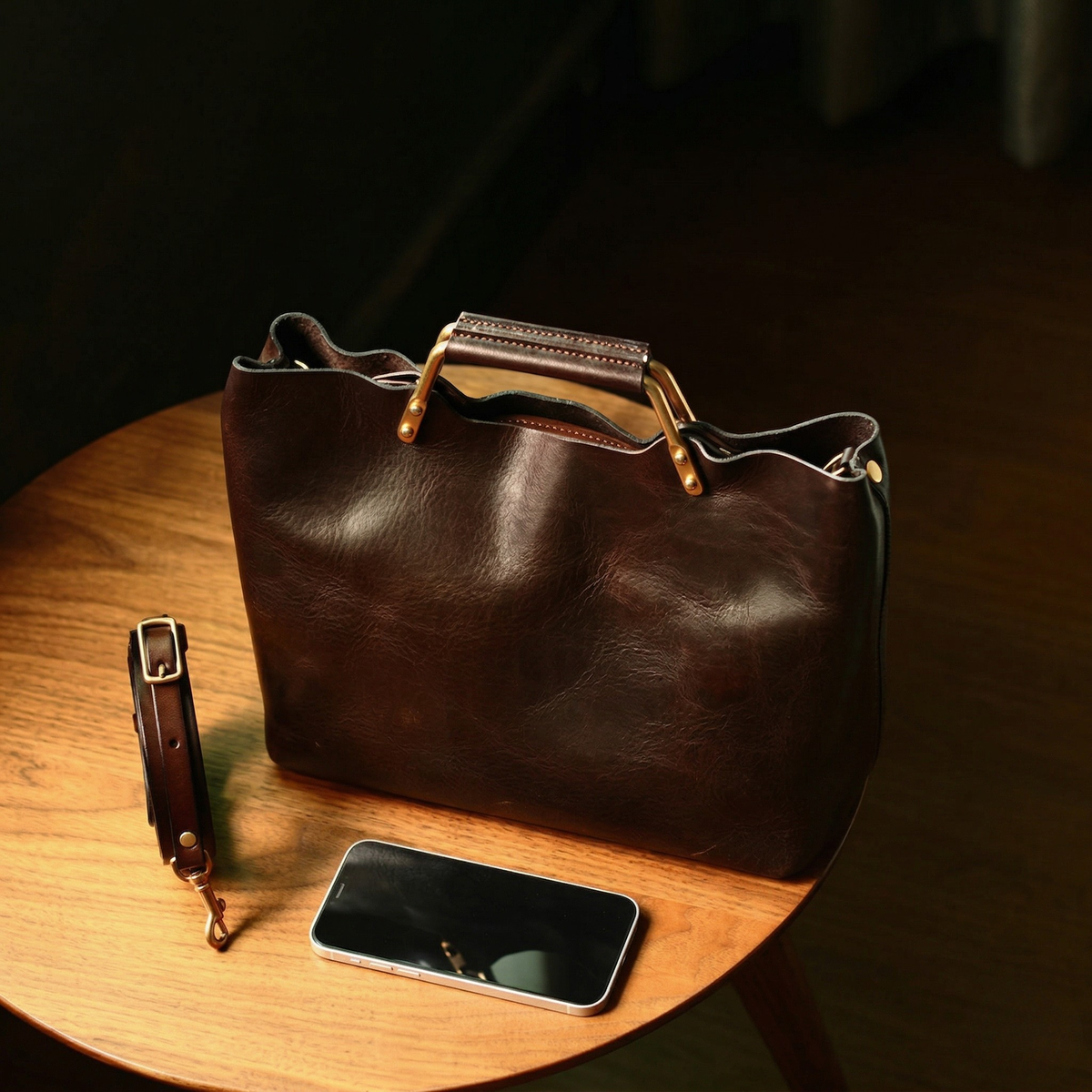 Structured Top-Handle Tote with Crossbody Strap
