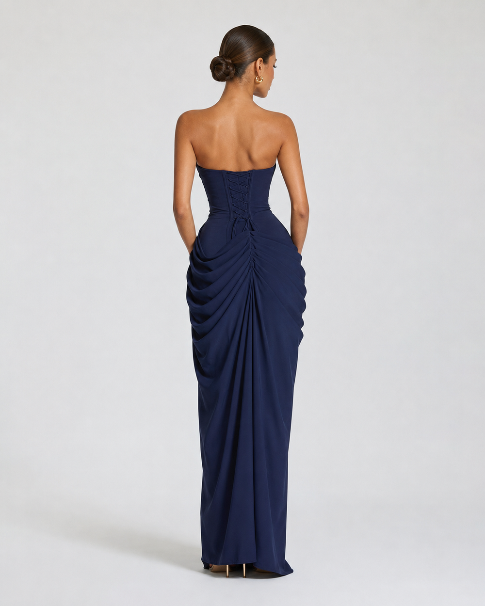 Strapless Draped Maxi Gown