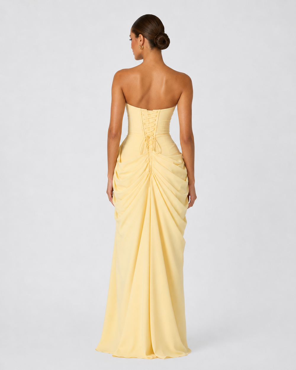 Strapless Draped Maxi Gown