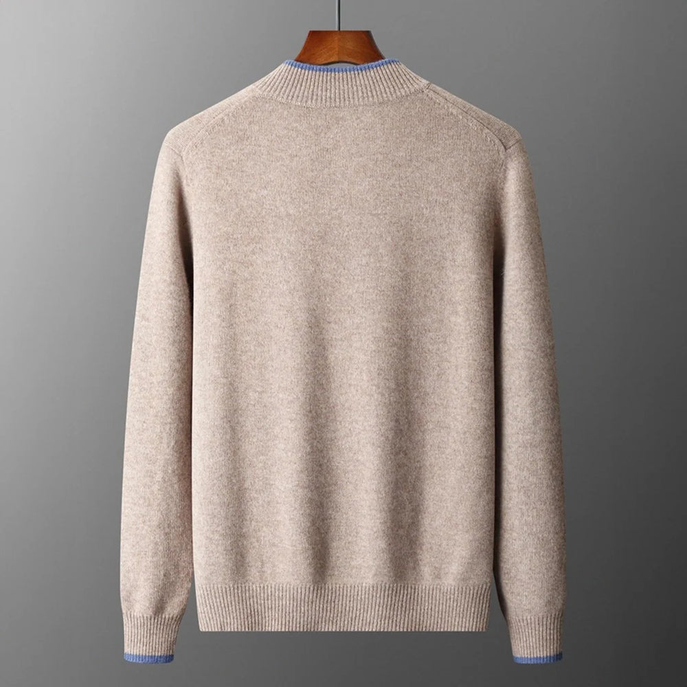 Men's Tipped Stand-Collar Zip Knit Jacket
