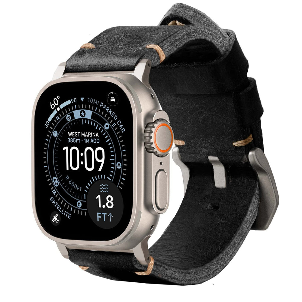 Men's Rugged Oiled Leather-Look Smartwatch Strap
