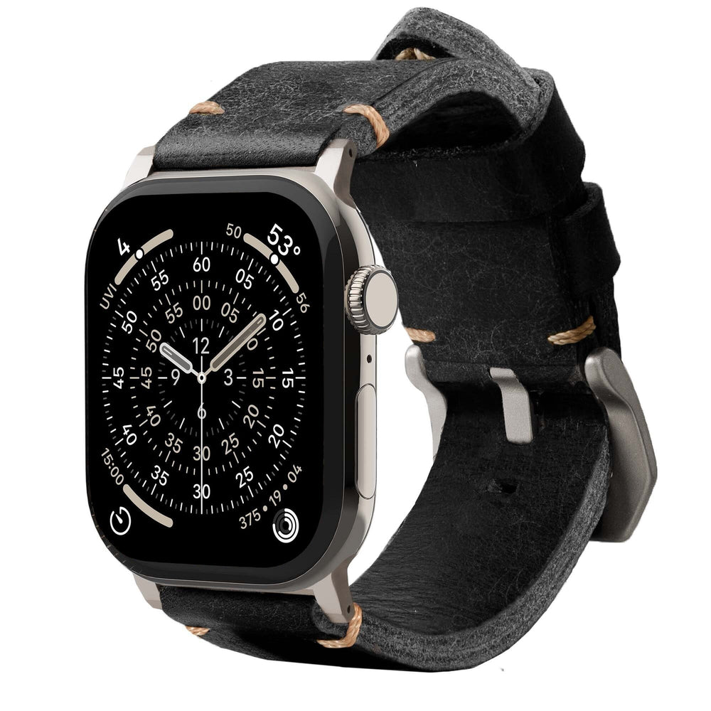 Men's Rugged Oiled Leather-Look Smartwatch Strap