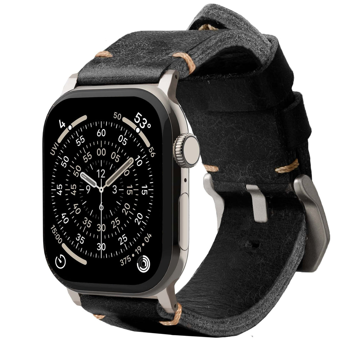 Men's Rugged Oiled Leather-Look Smartwatch Strap