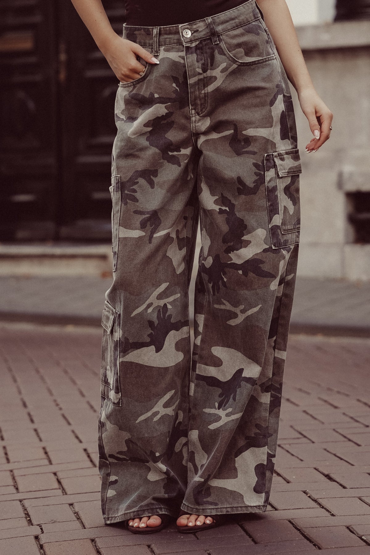 Camo Wide-Leg Jeans (Long Inseam)
