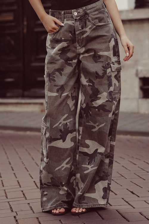 Camo Wide-Leg Jeans (Long Inseam)