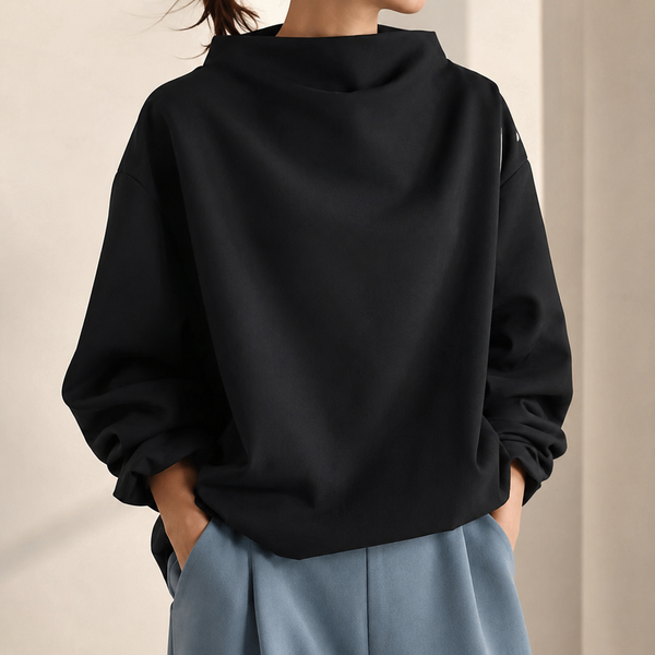 Funnel Neck Balloon Sleeve Sweater