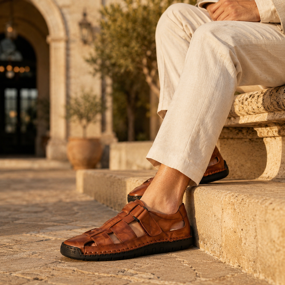 Men's Hand-Stitched Closed-Toe Fisherman Sandal