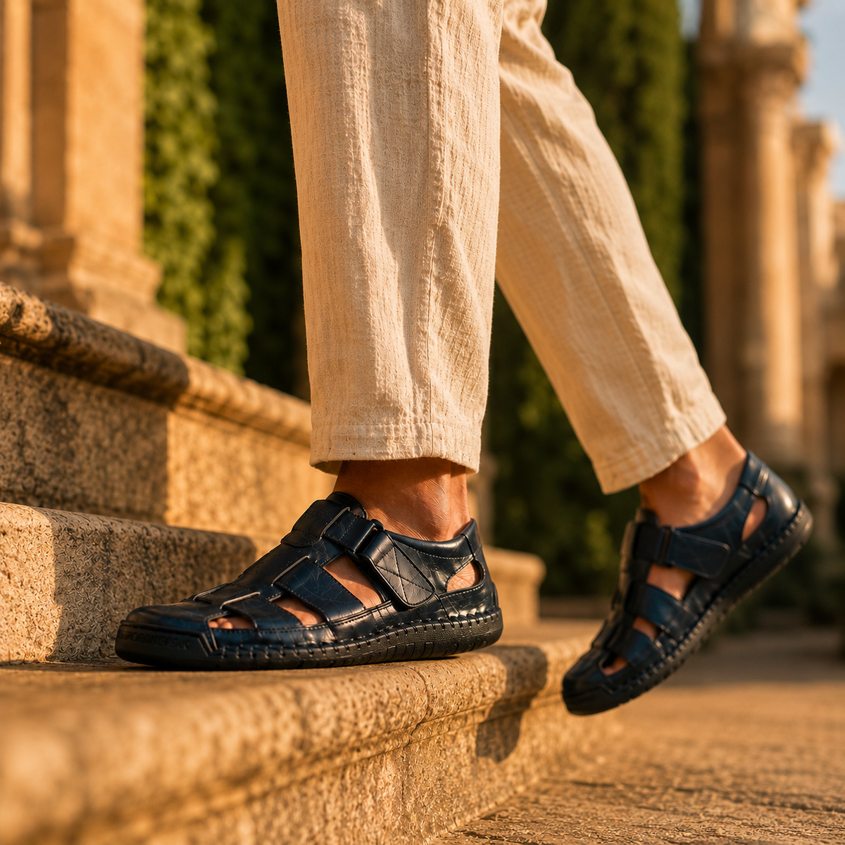 Men's Hand-Stitched Closed-Toe Fisherman Sandal