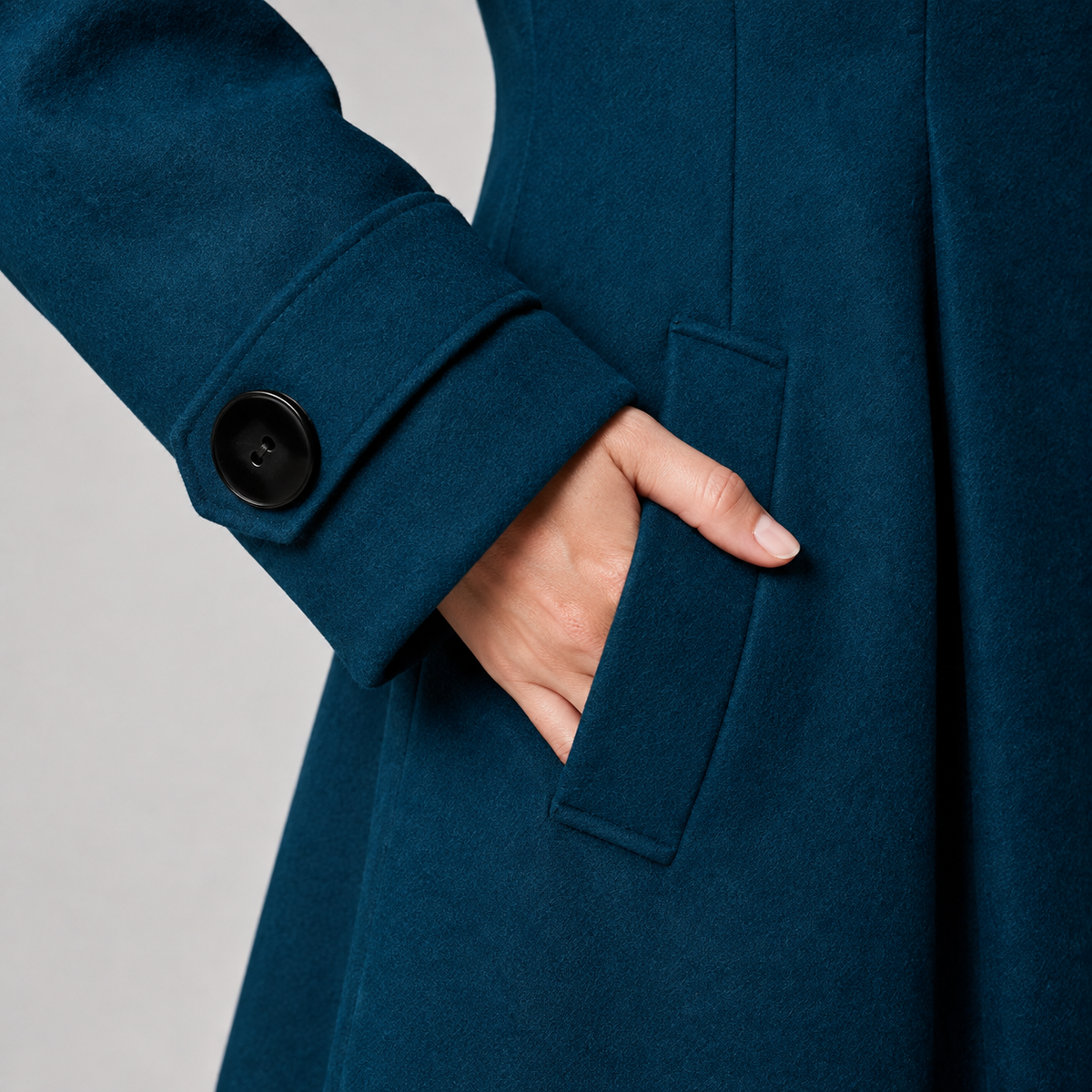 Double-Breasted Hooded Swing Coat