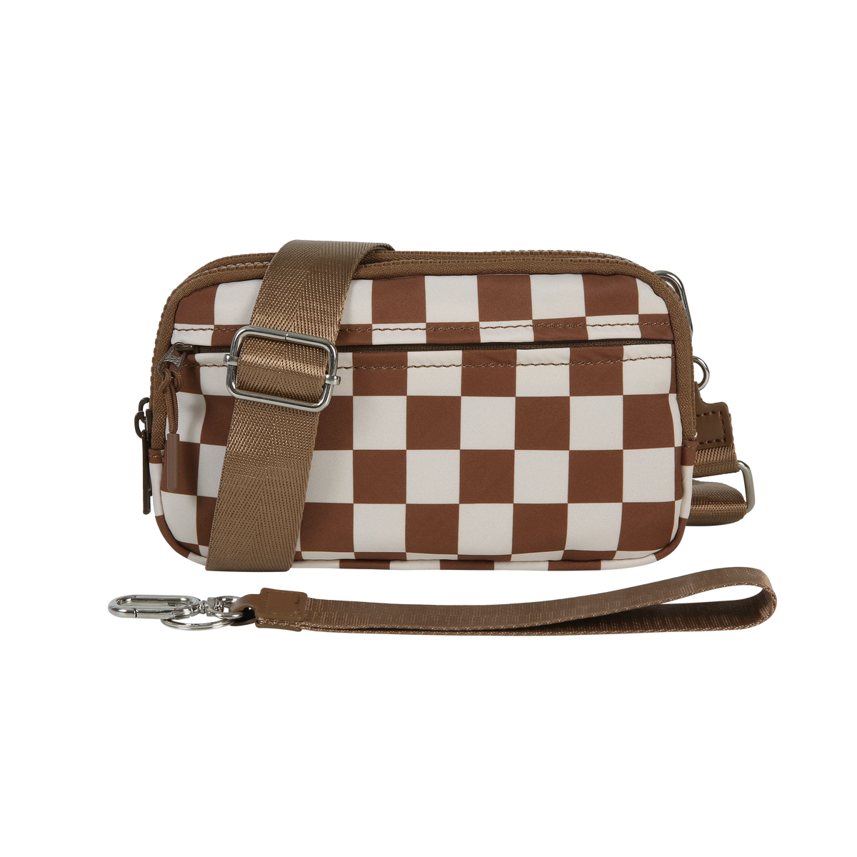 Triple-Zip Crossbody Phone Wallet