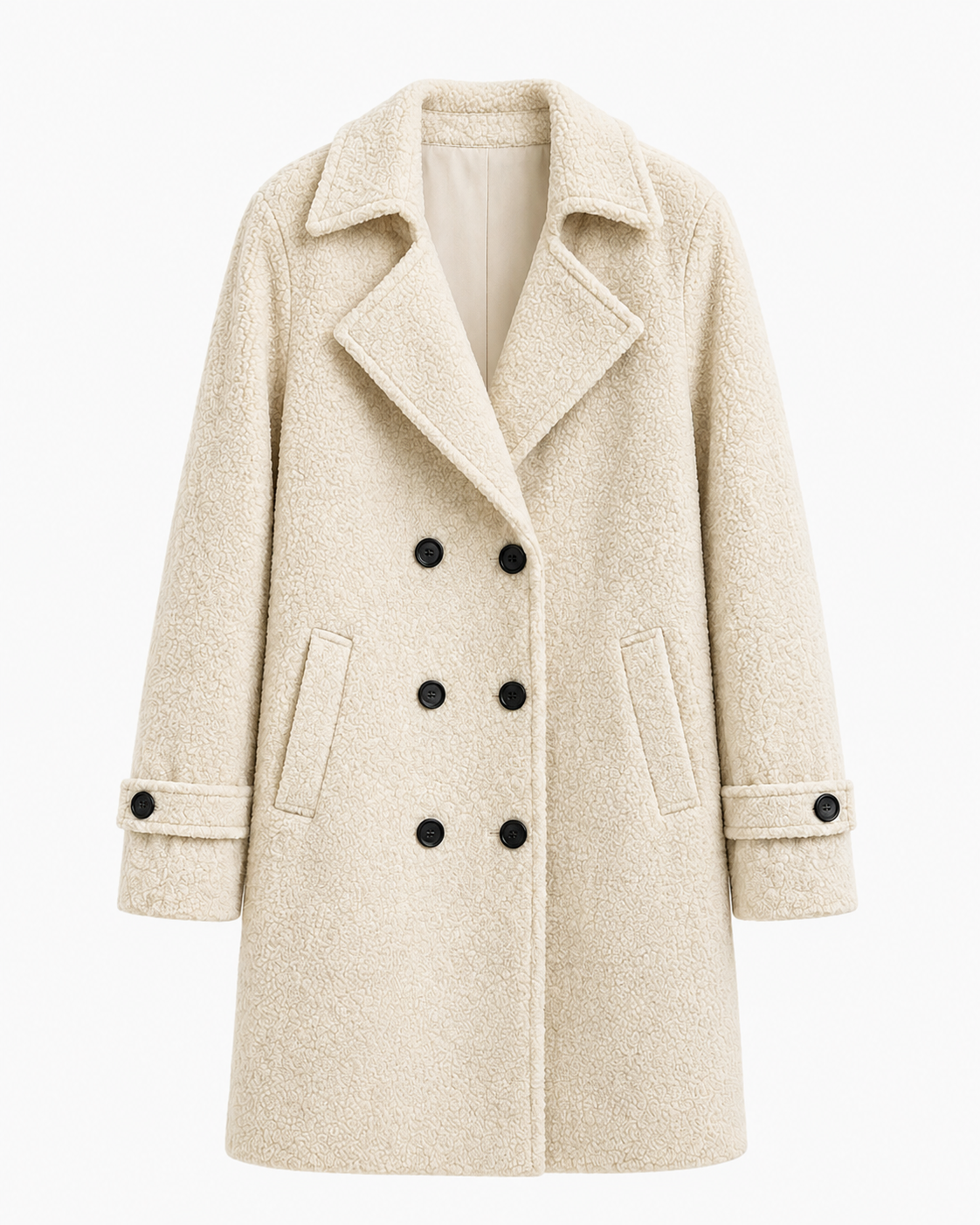 Double-Breasted Bouclé Coat