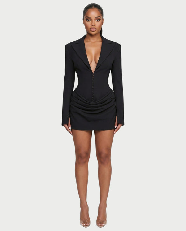Ruched Blazer Mini Dress