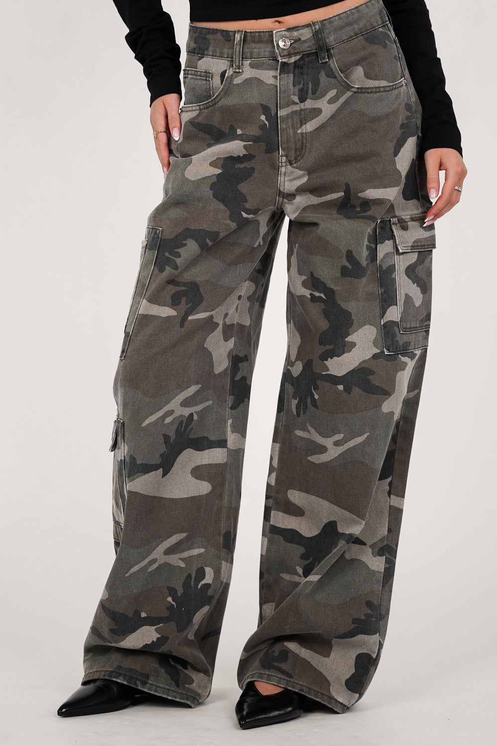 Camo Wide-Leg Jeans (Long Inseam)