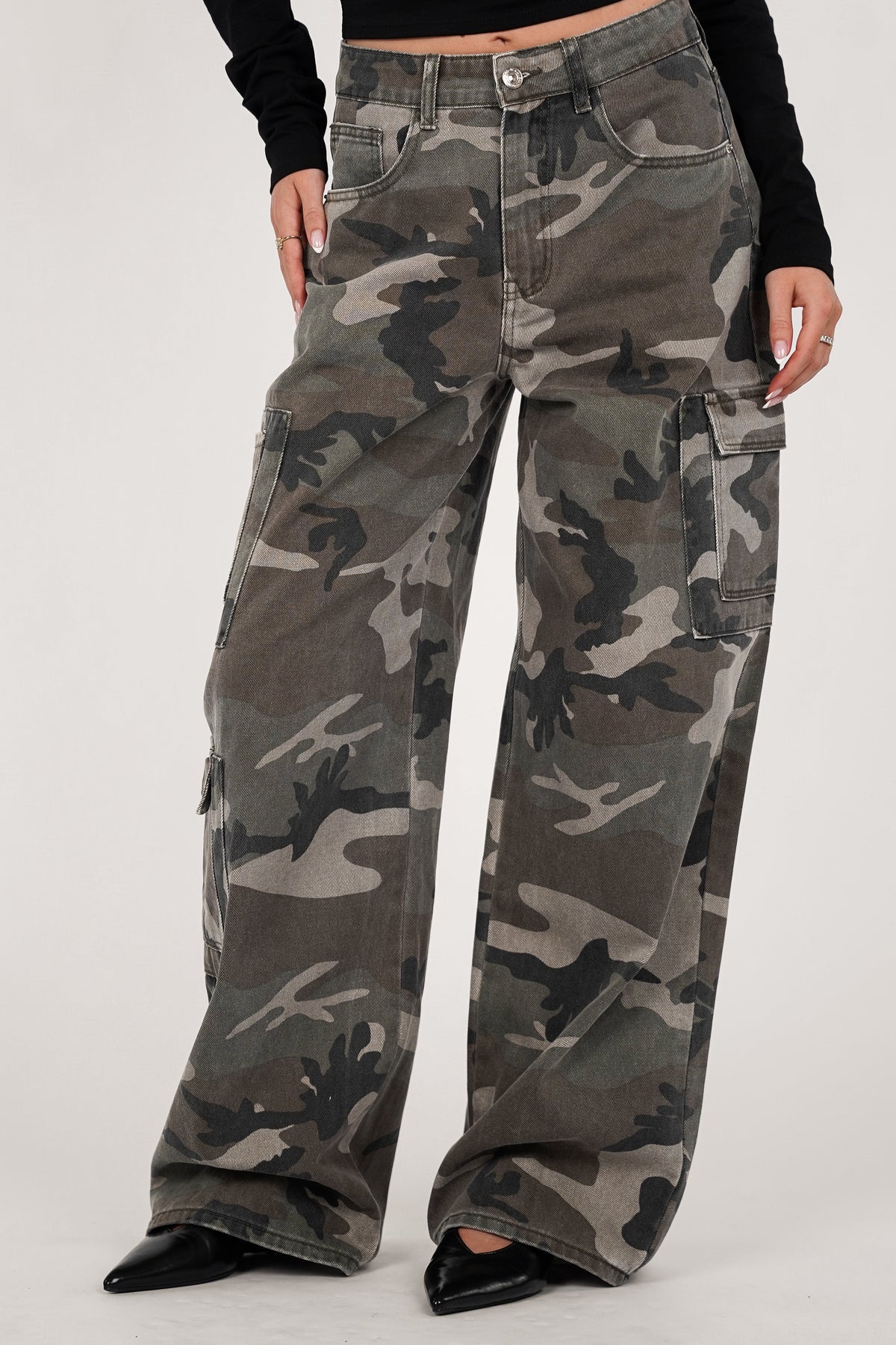 Camo Wide-Leg Jeans (Long Inseam)
