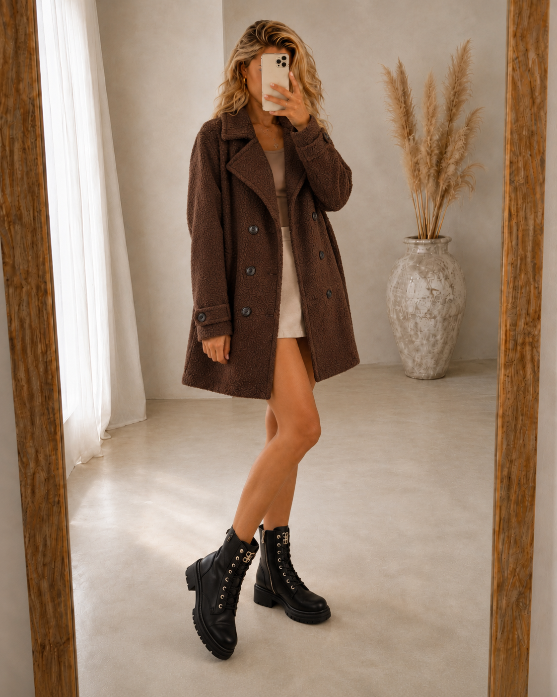 Double-Breasted Bouclé Coat
