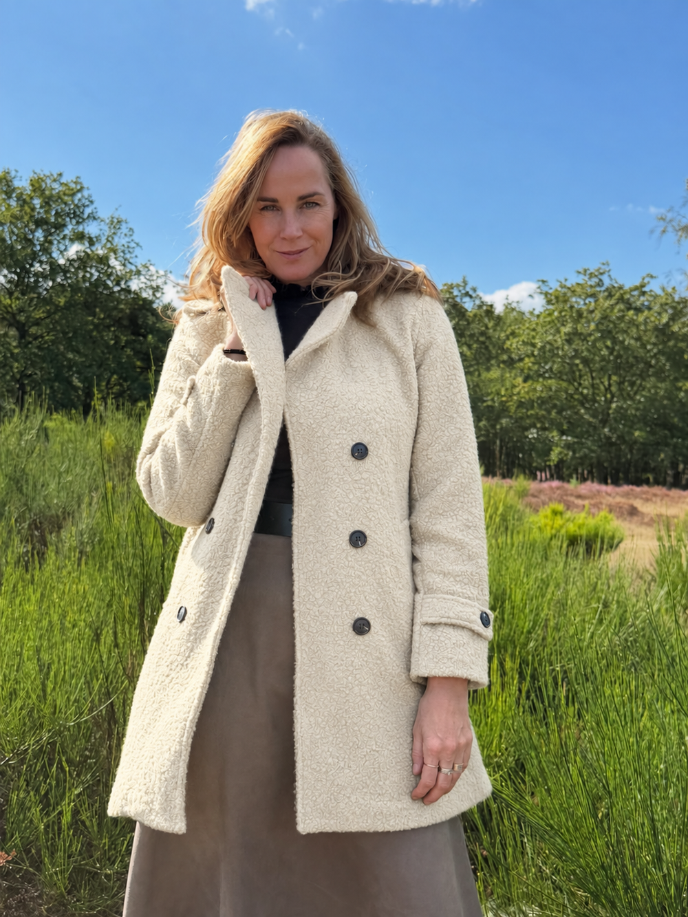 Double-Breasted Bouclé Coat