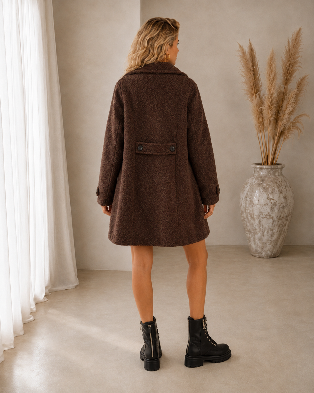Double-Breasted Bouclé Coat