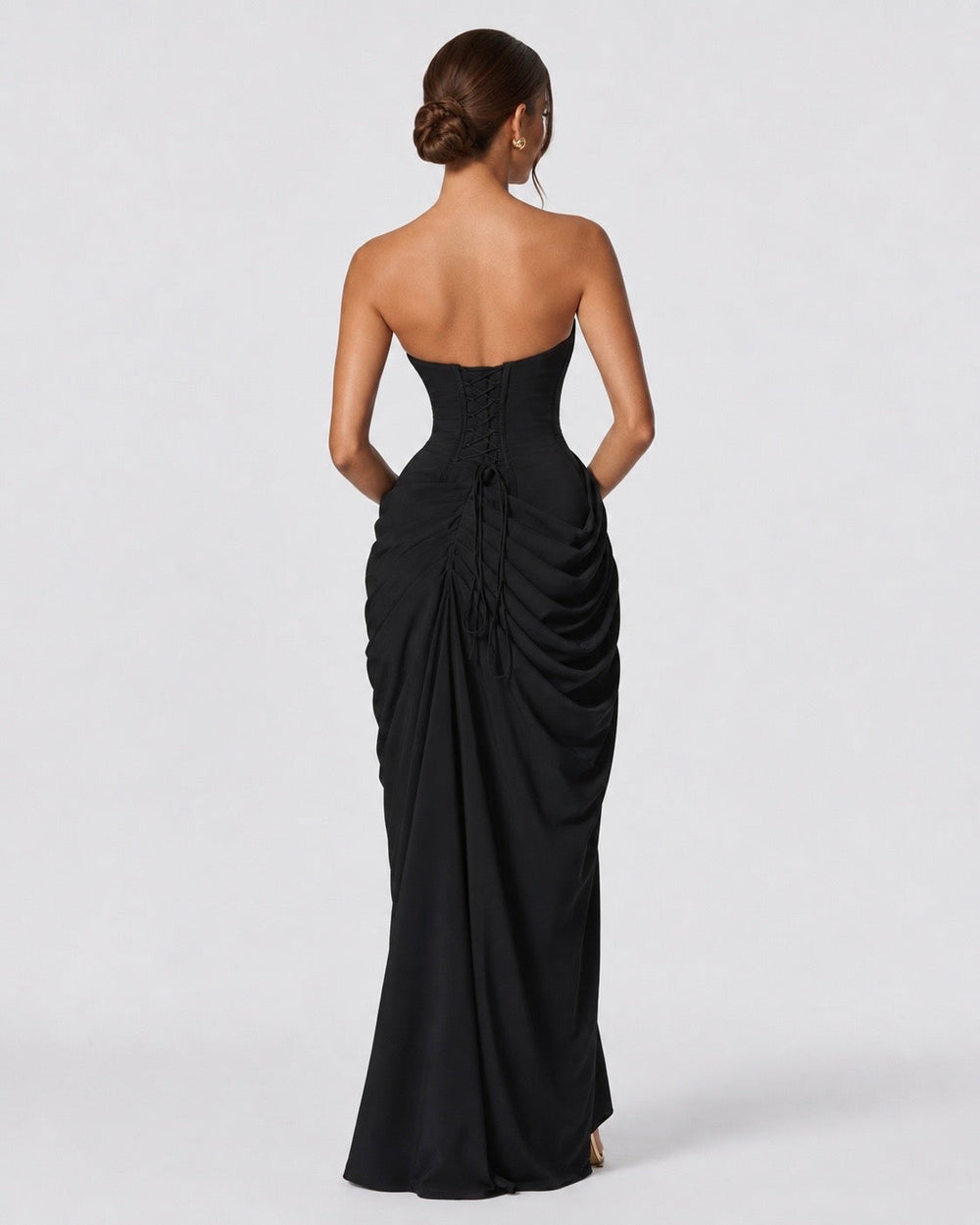 Strapless Draped Maxi Gown